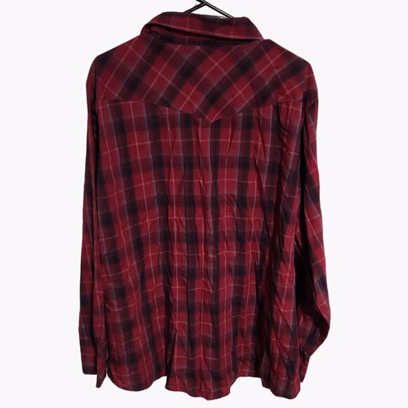 Bit Bridle Pearl Snap Western Shirt Mens Size 2X Red Plaid Long Sleeve Top - Picture 2 of 4
